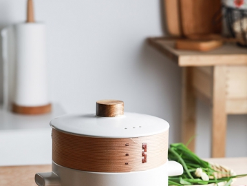 肆月層疊白色日式陶瓷砂鍋蒸鍋